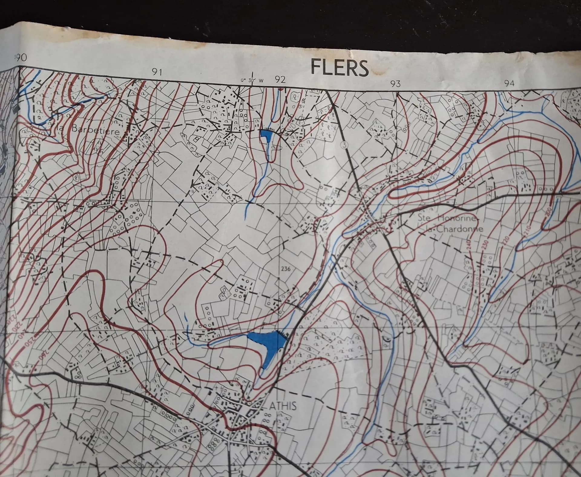 Carte 1/25 000 Flers 08/1944 - 1
