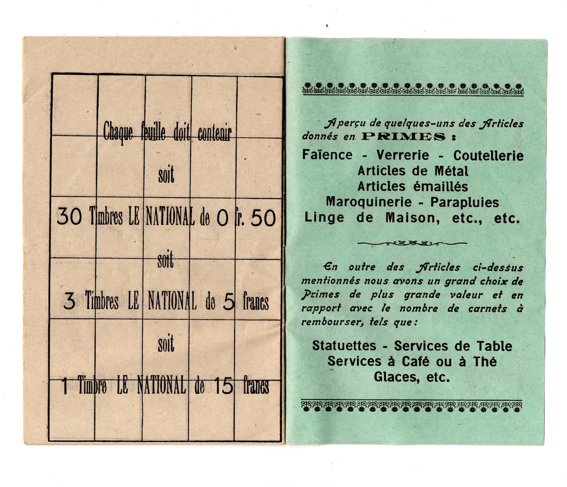 Carnet et vignettes Timbres primes le national Caen - Cherbourg - 6