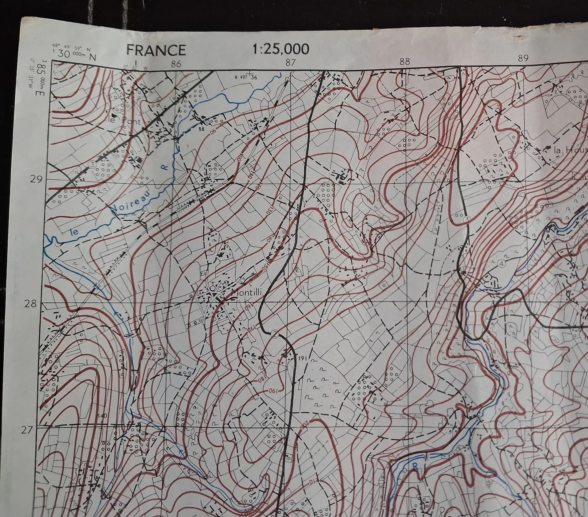 Carte 1/25 000 Flers 08/1944 - 2