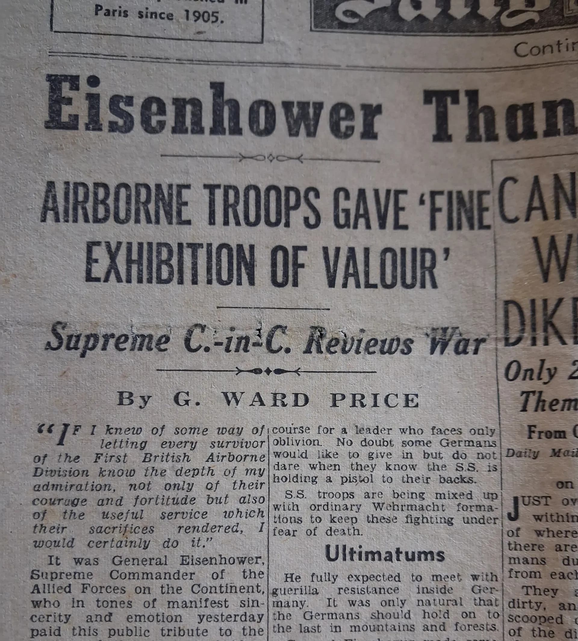 Journal allié Daily mail 1944.Arnhem - 6