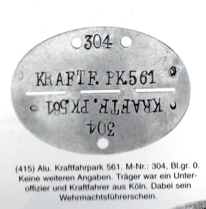 Plaque d'identité. (Erkennungsmarke) Kraftfahrpark 561 - 2