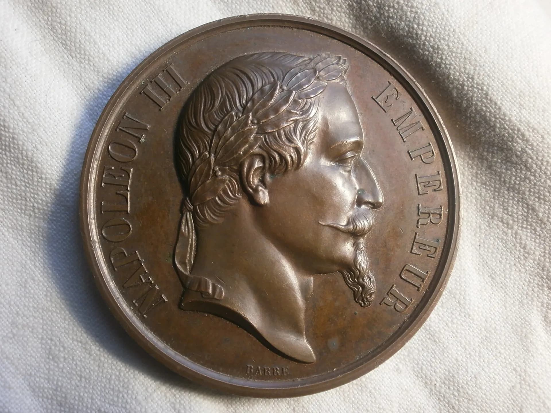 Médaille cuivre Napoléon III : Concours des animaux de boucherie Poissy 1864. Barre - 1