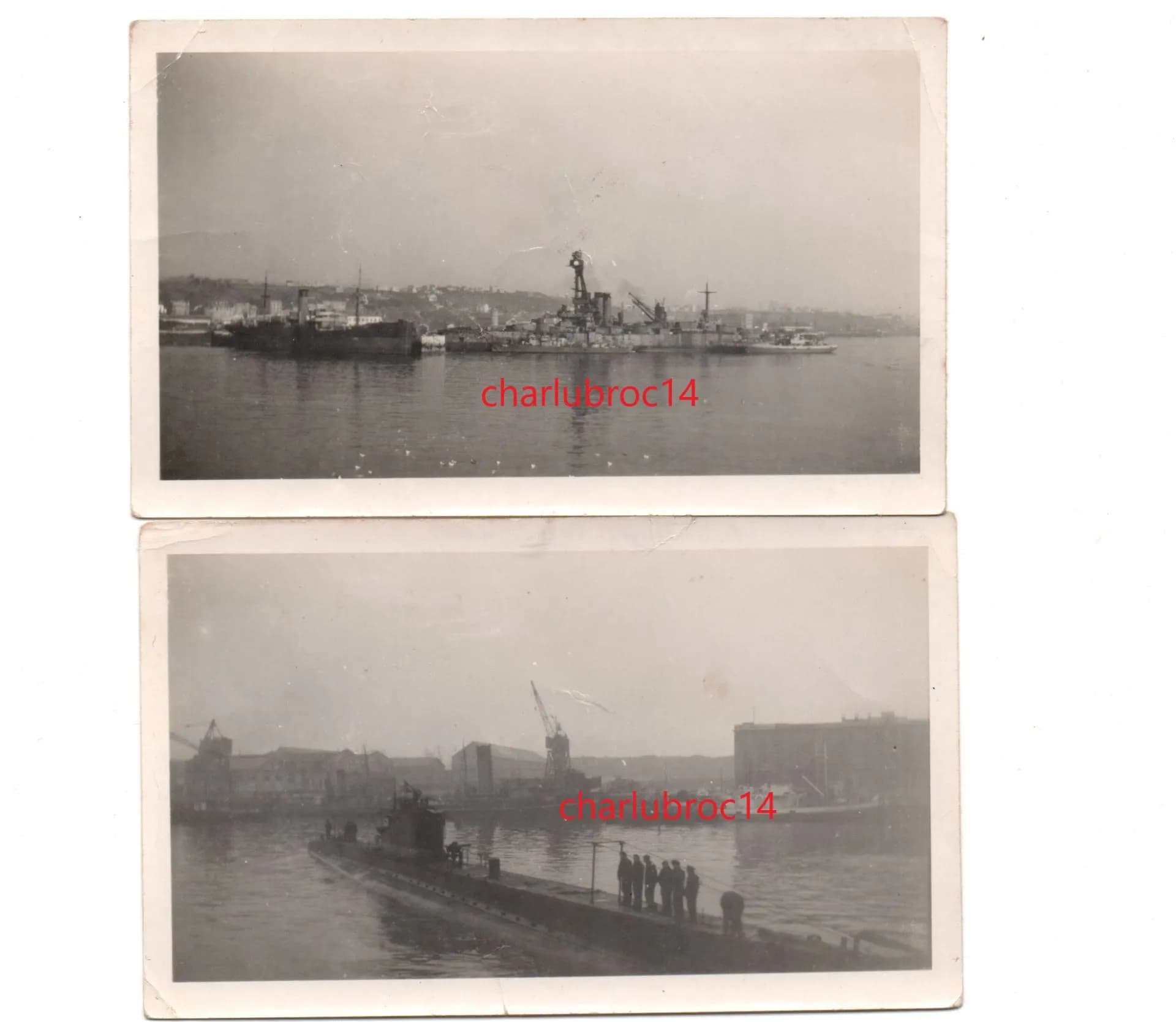 lot 12 photos marine : 5-6 juin 44.  1945 Brest. 1946 Cherbourg. Union de Jack liverpool - 7