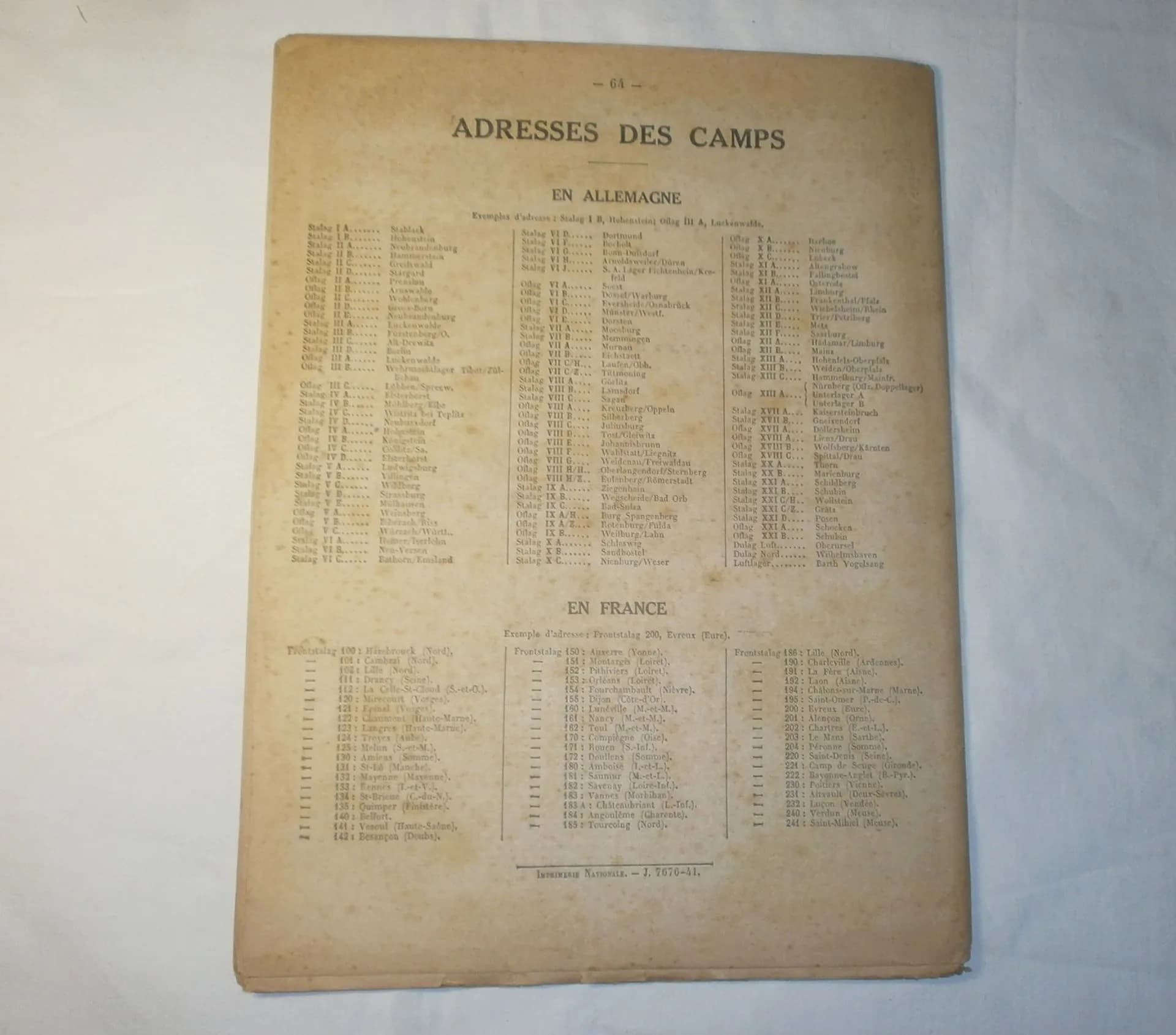 liste officielle de prisonniers de guerre français n° 76 de février 1941 - 2