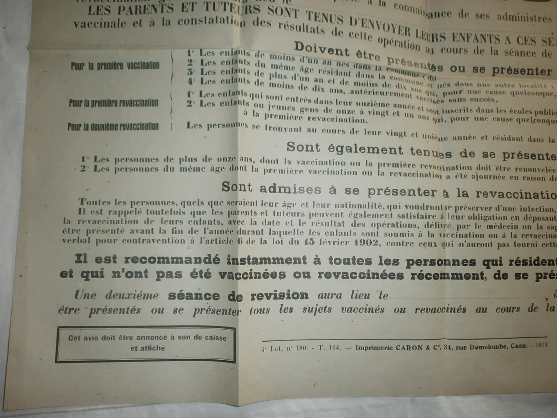 Etat français. Affiche (vierge) pour une campagne de vaccination. Calvados - 3