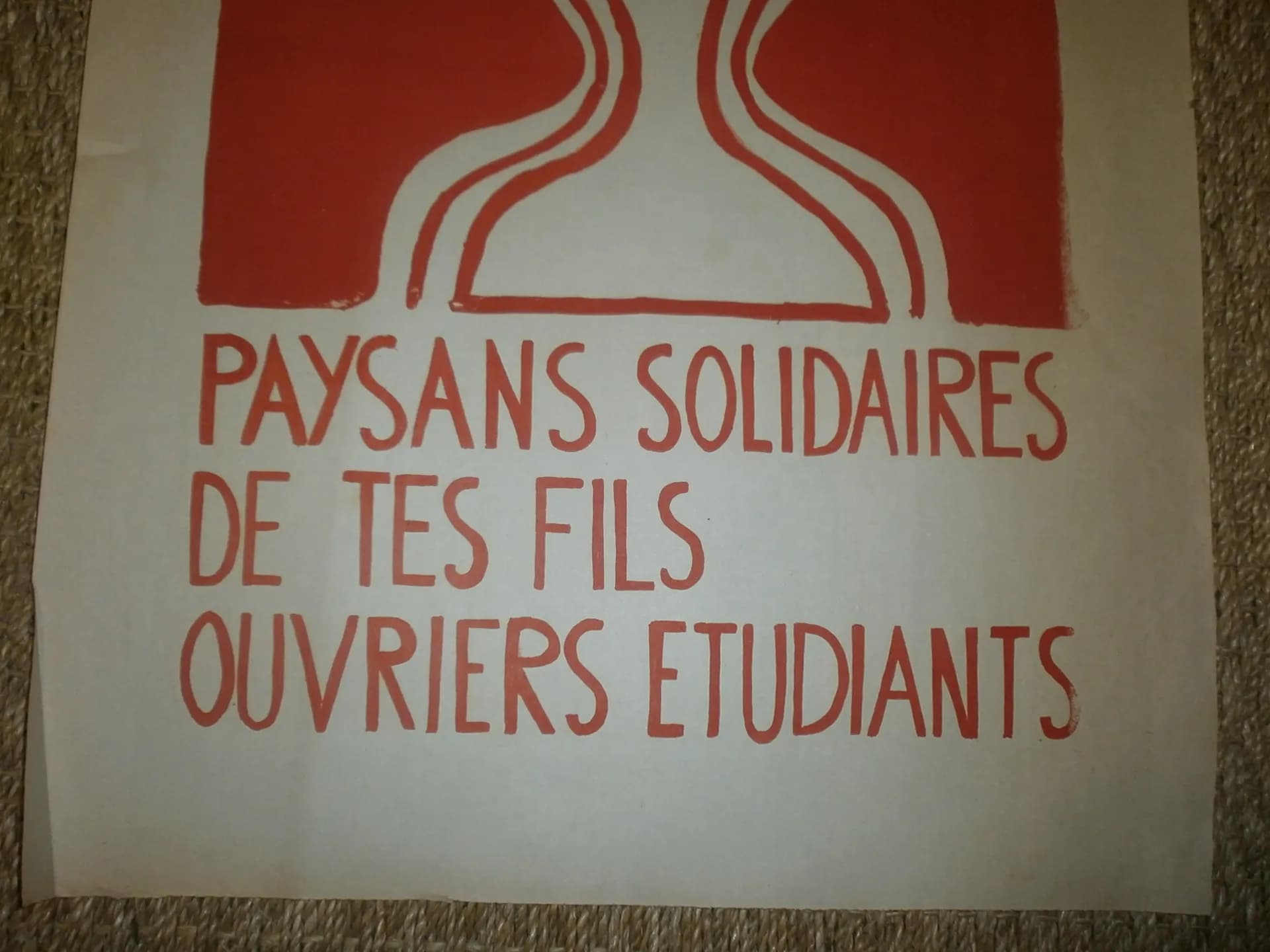 Mai 68. Affiche sérigraphie  Paysans solidaires des étudiants - 3