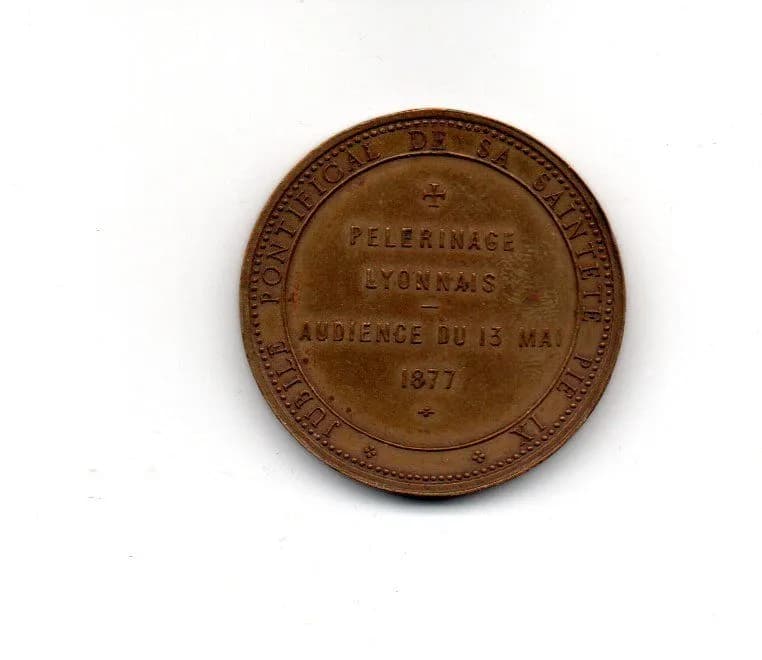 médaille de table/ jeton Pèlerinage lyonnais Pie IX 1877 - 2