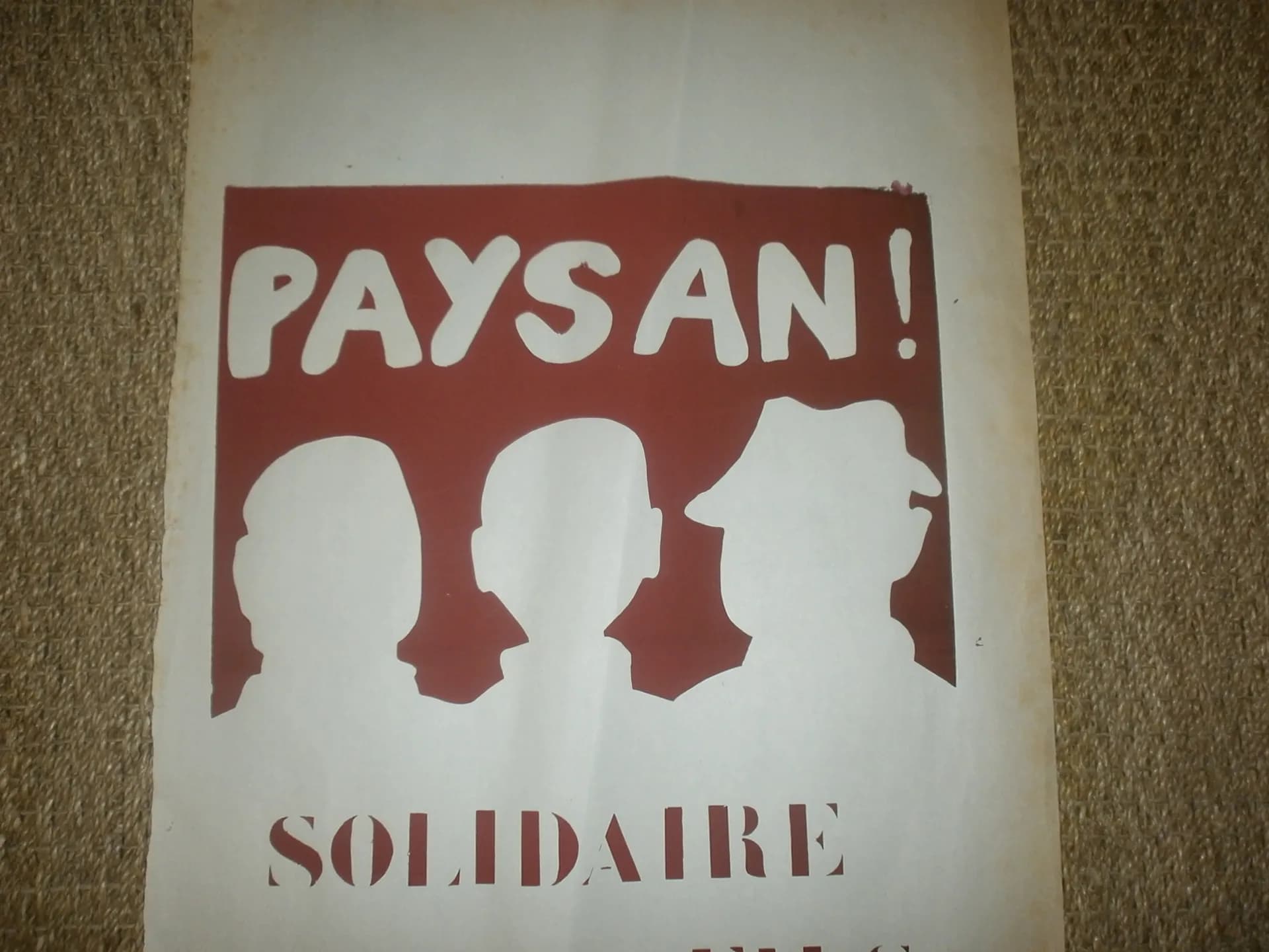 Une affiche de mai 68 - Paysans solidaire de tes fils ouvriers étudiants - 2