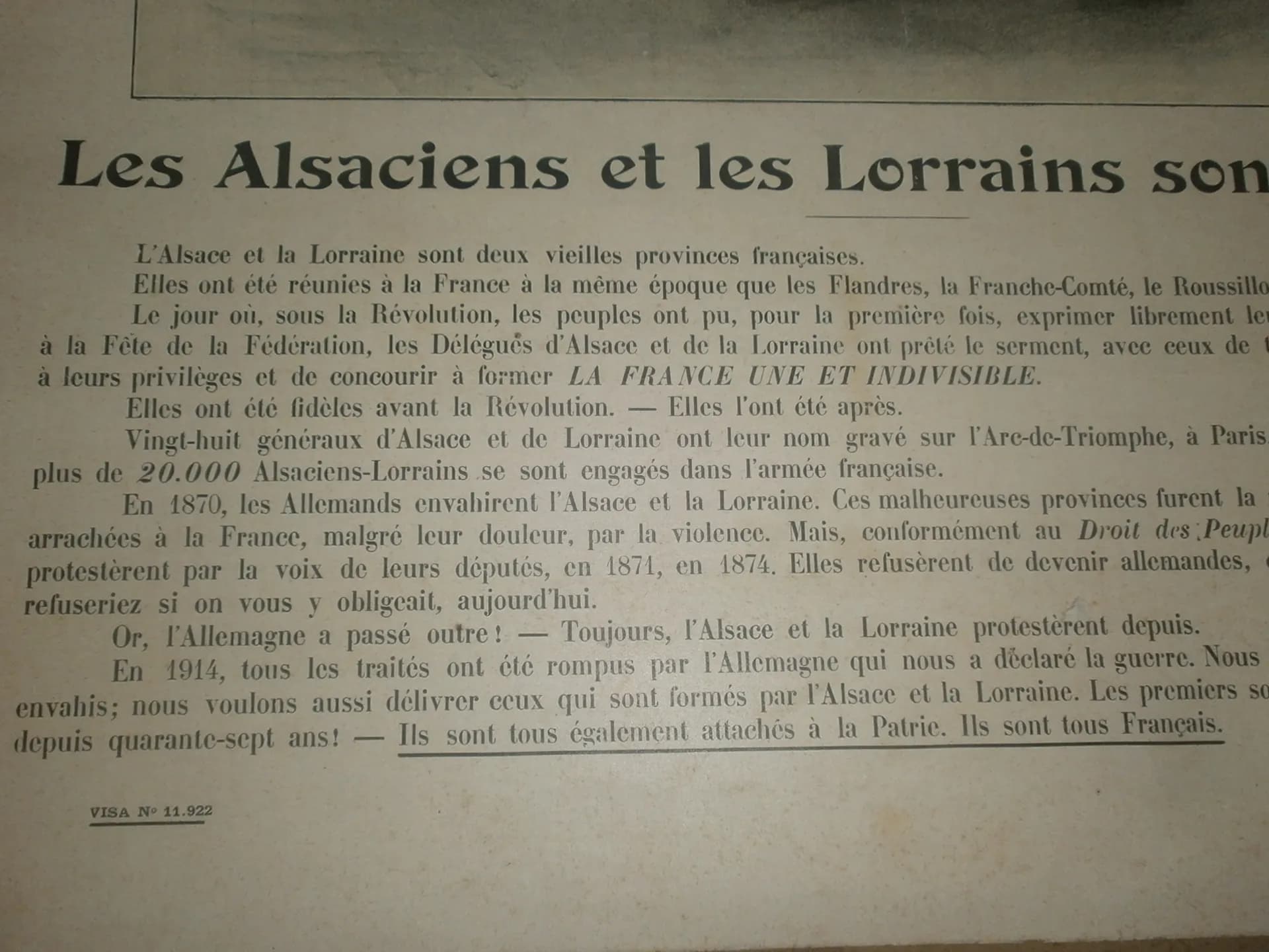Affiche : Les alsaciens et lorrains sont français. Guerre 1914-1918 - 5