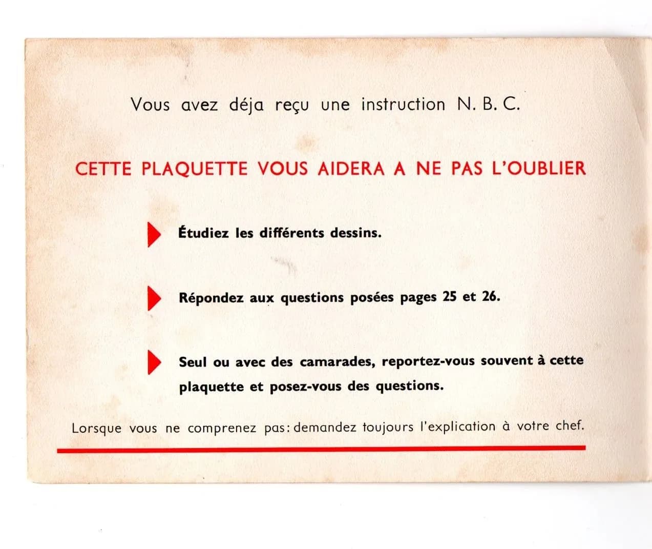 plaquette illustrée : rappel consignes en cas d 'attaque nucléaire, bactériologique, chimique - 2