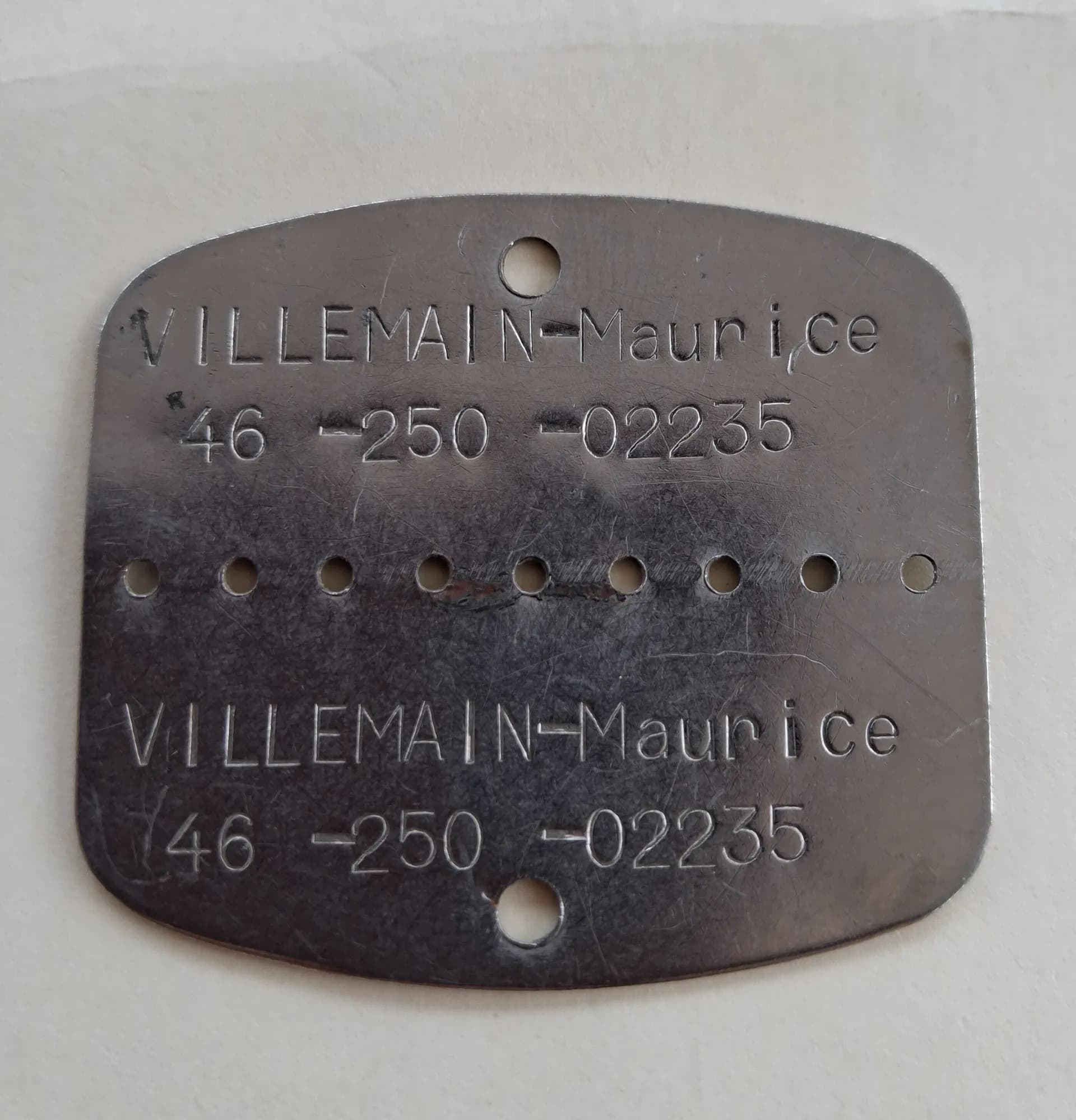 Plaque d identité française de 1946 - 1