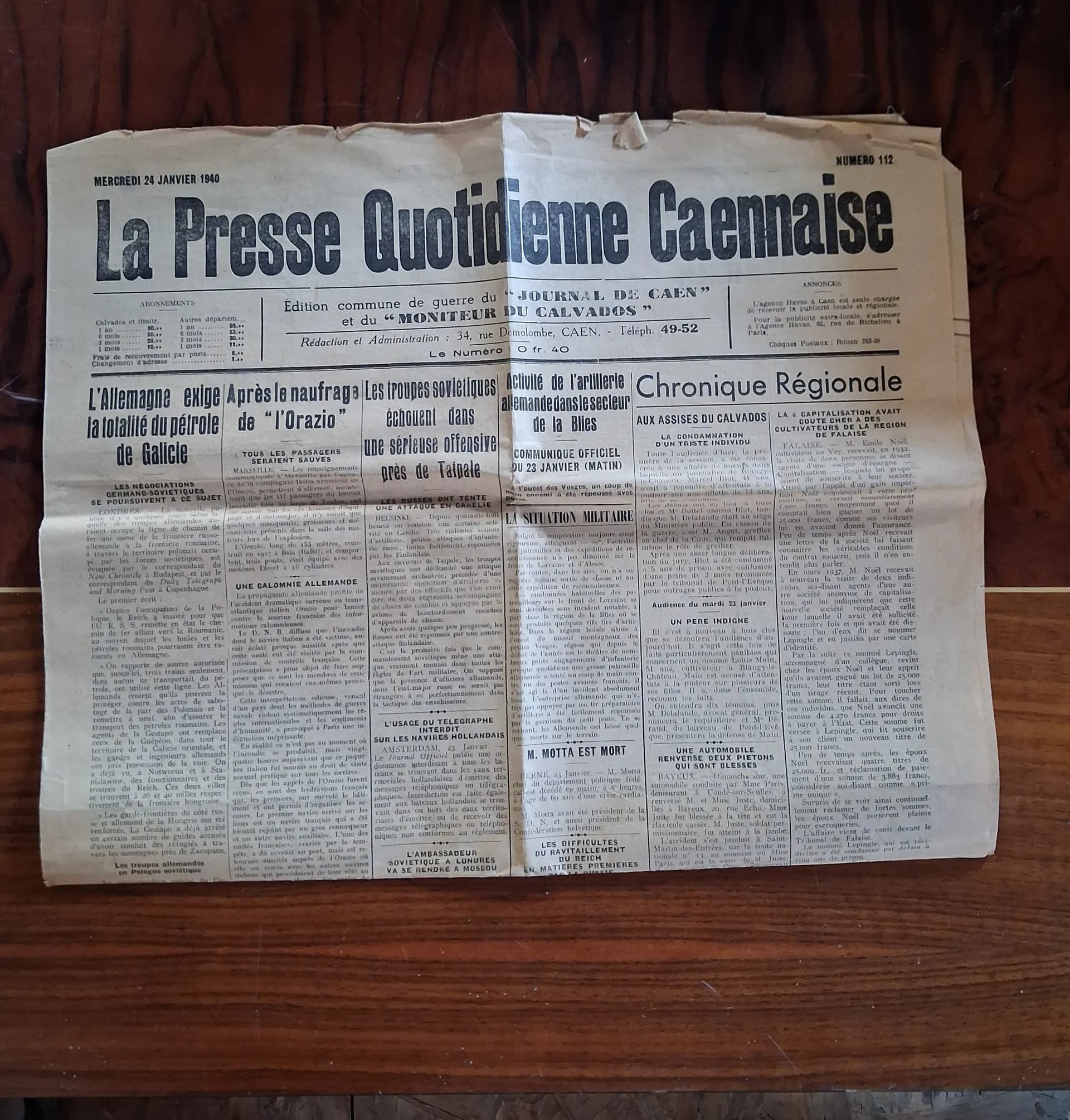 La Presse quotidienne caennaise 1940 - 1