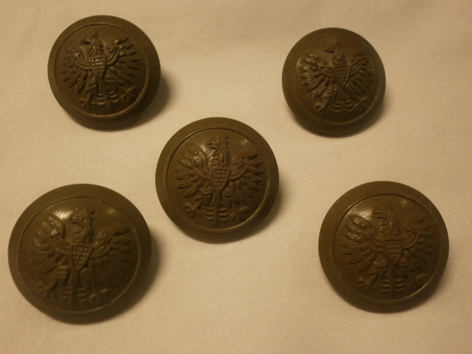 5 boutons polonais WW2 kakis - 1