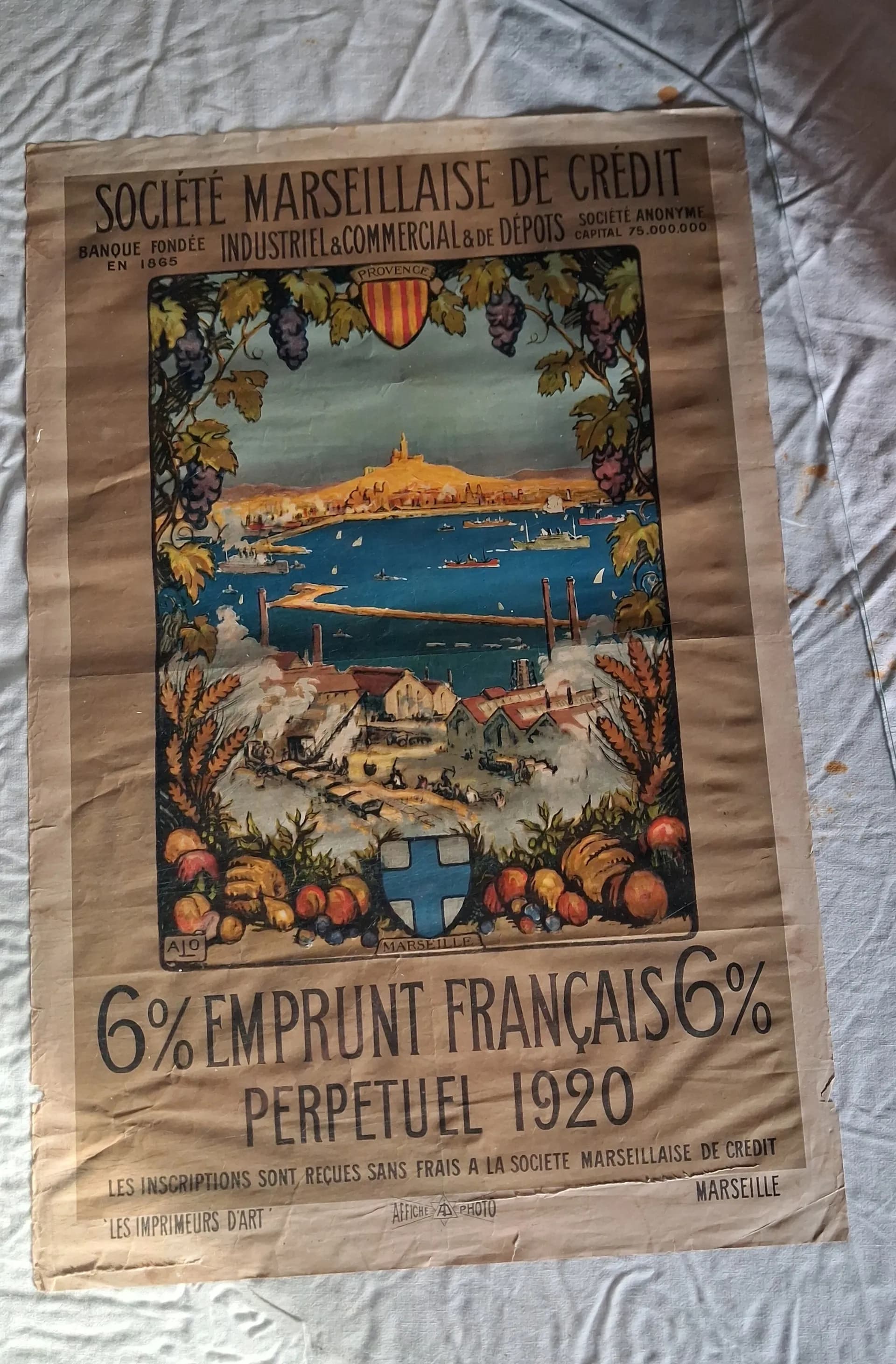 Affiche 6e emprunt 1920. Marseille  - 1