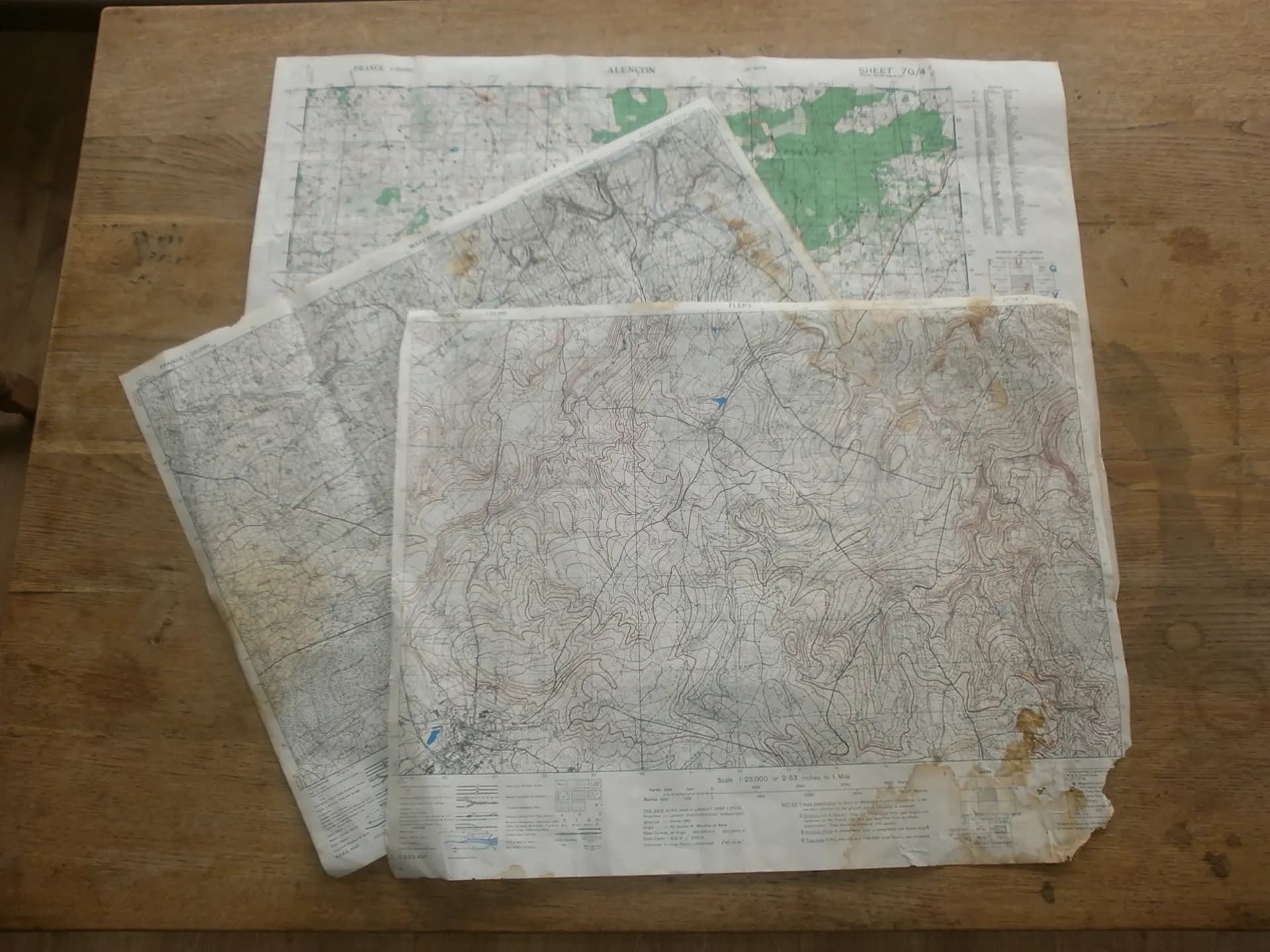 lot de 3 cartes britanniques 1944. Alençon, Flers et Mayenne - 1