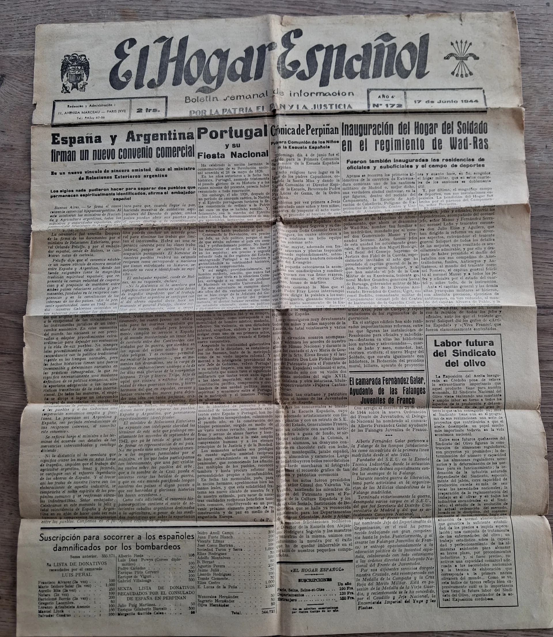 Journal juin 1944 pour réfugiés espagnols - 1