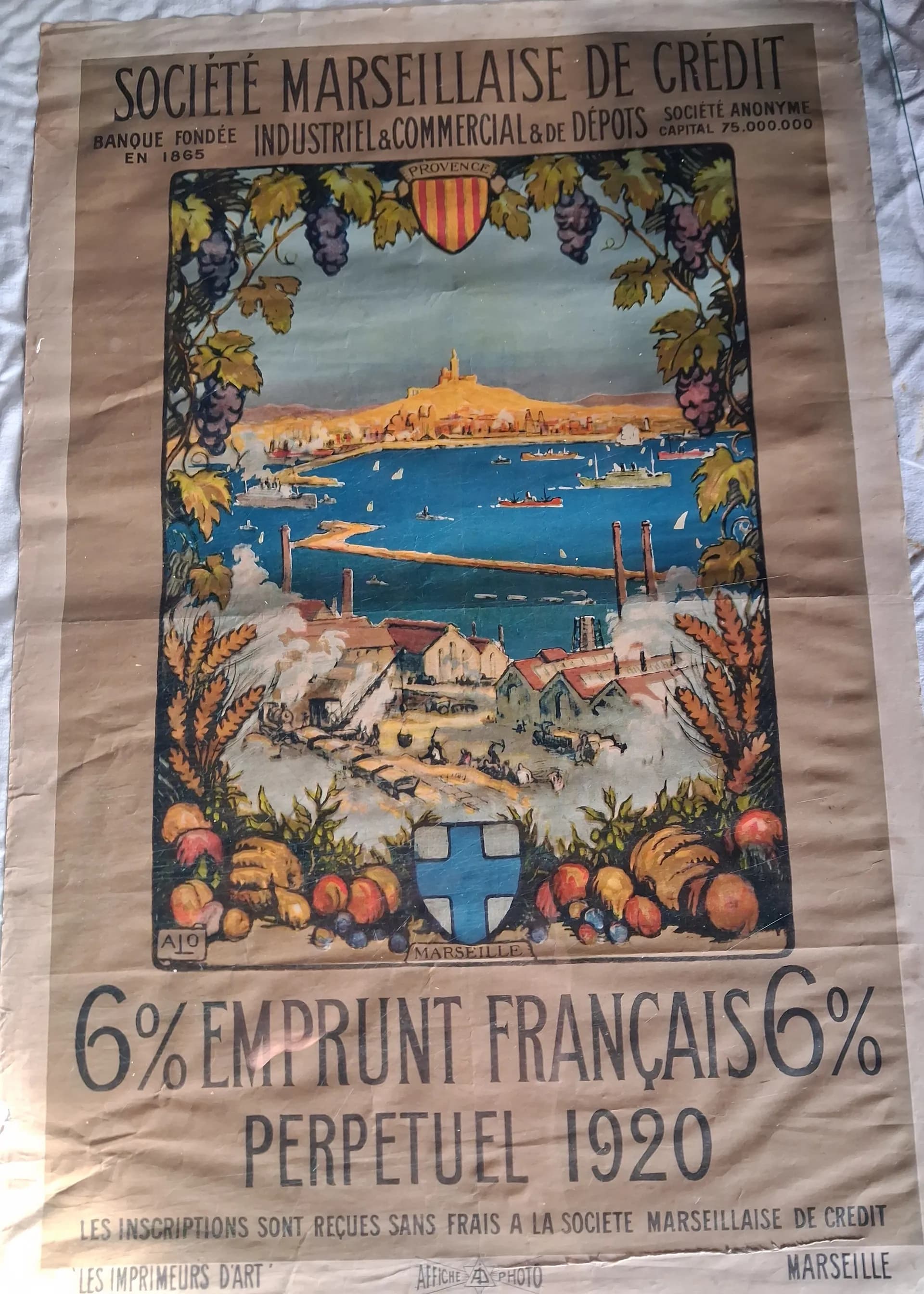 Affiche 6e emprunt 1920. Marseille  - 2