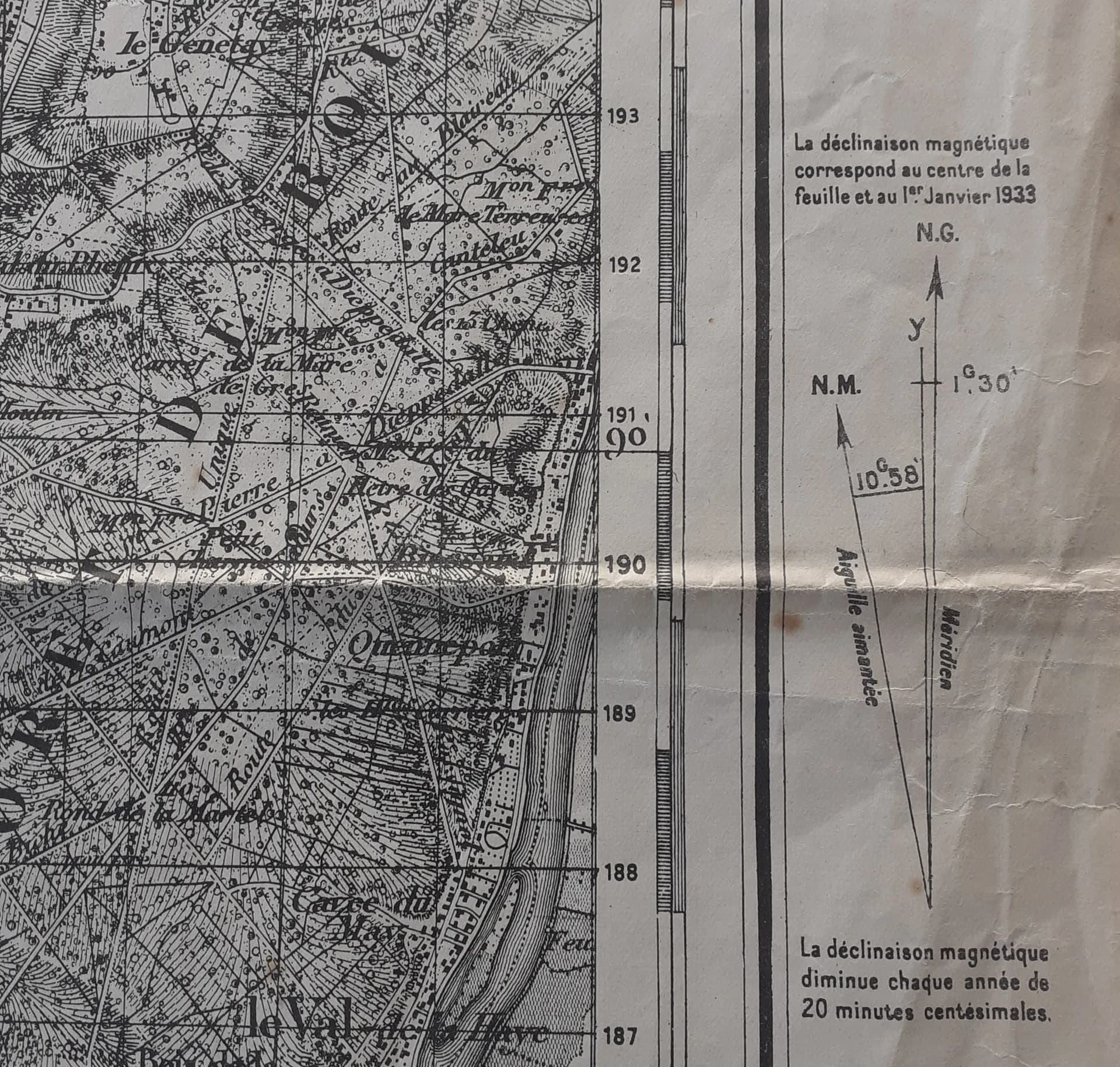 Carte 1940  bras de la Seine. Forêt Brotonnes.  - 4