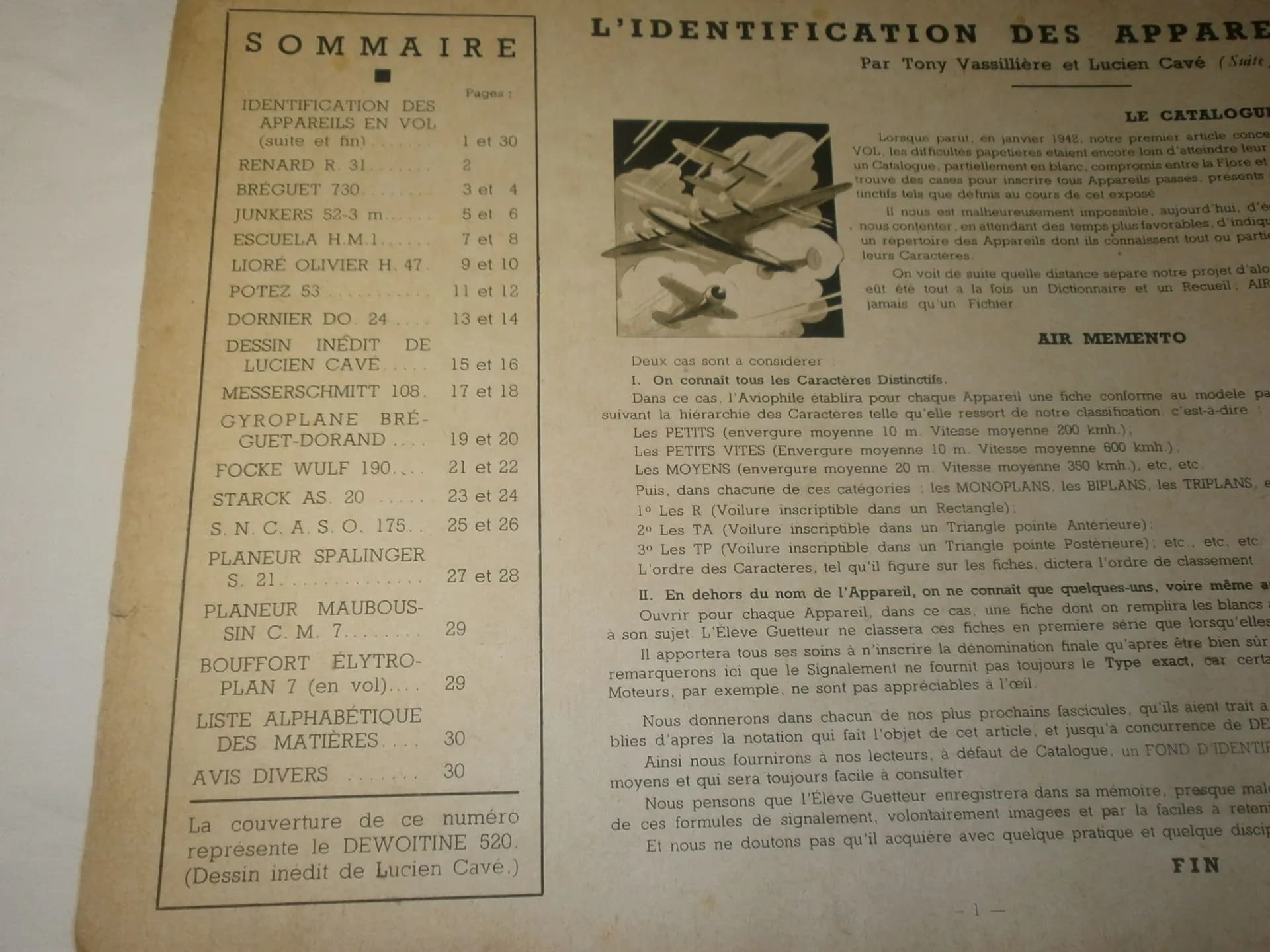 Air Album les éditions Tony Vassillière. identification avion. imprimé en 1943 - 4