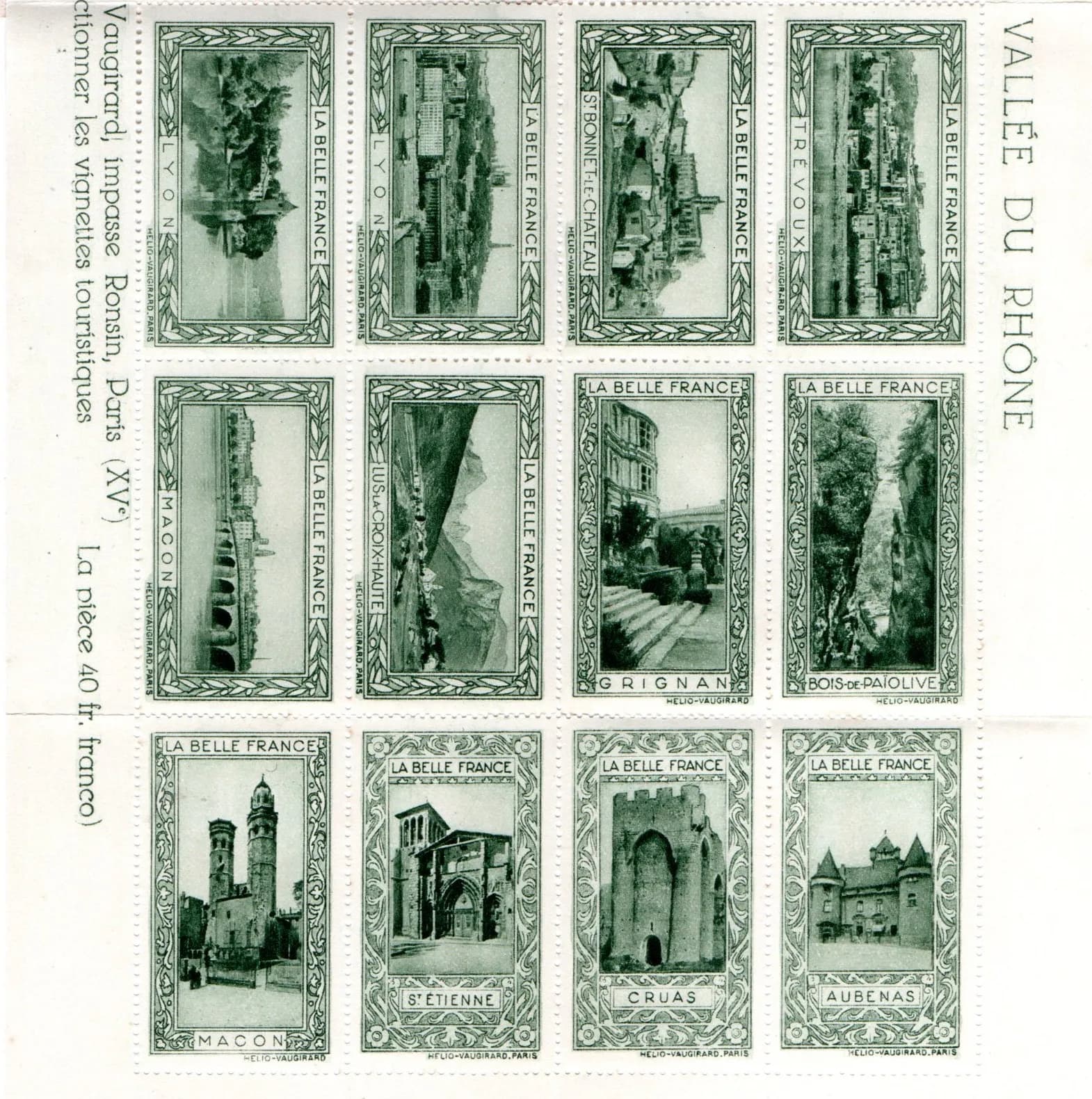 carnet de 20 vignettes "La belle France". Vallée du Rhône Edition Tourning-Club de France - 5
