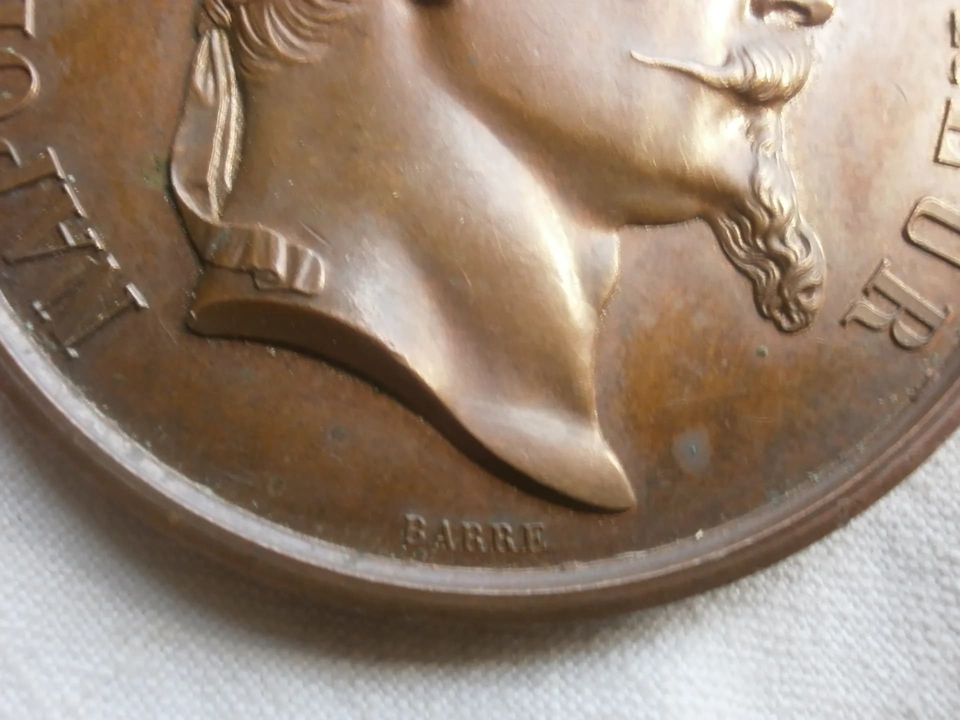 Médaille cuivre Napoléon III : Concours des animaux de boucherie Poissy 1864. Barre - 3