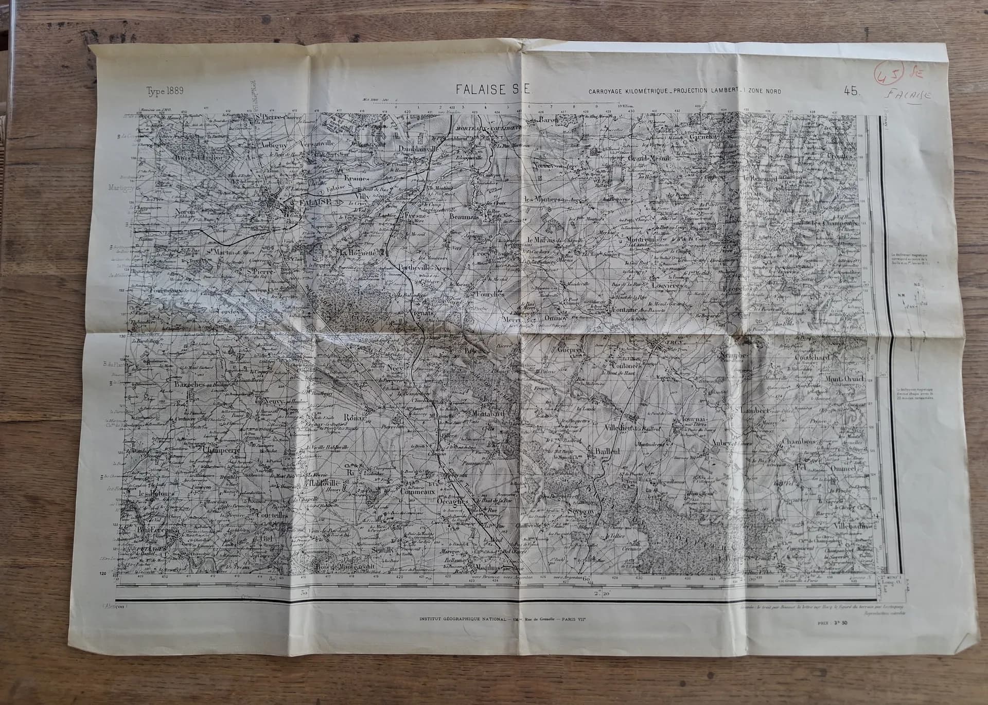 Carte poche de Falaise 1943 - 1