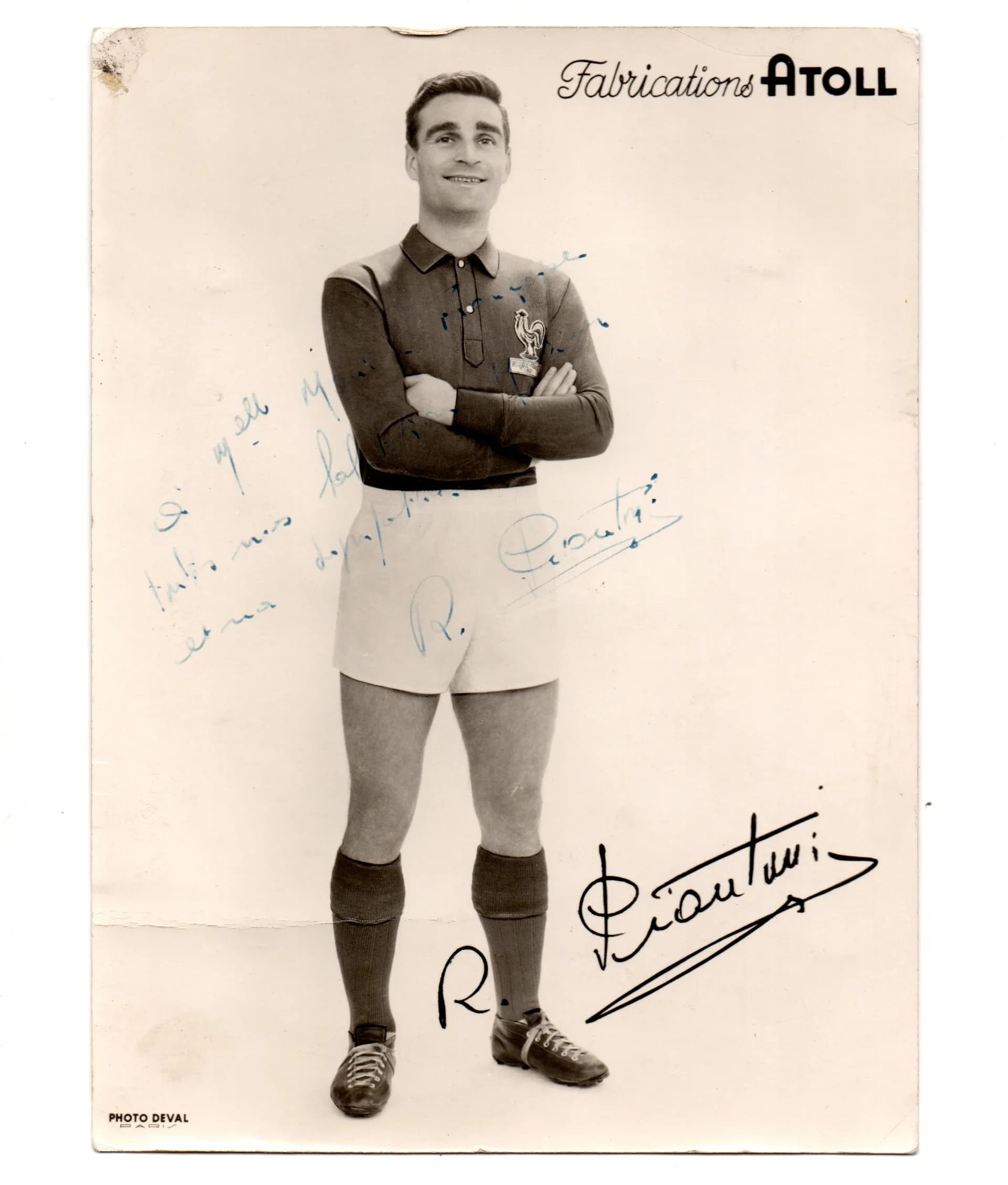 photographie dédicacée footballeur Roger Piantoni - 1