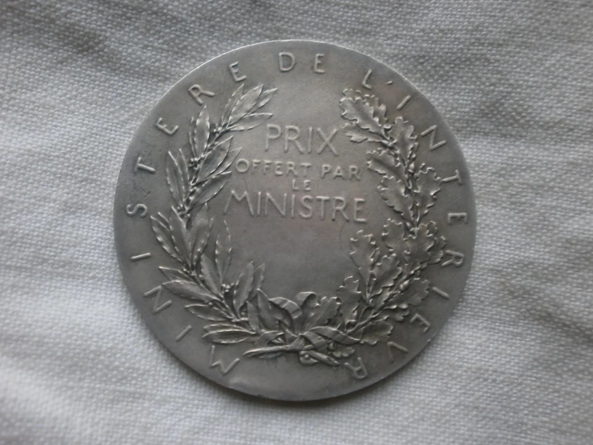 Médaille de table argent. Prix du ministère de l'intérieur O. Roty - 2
