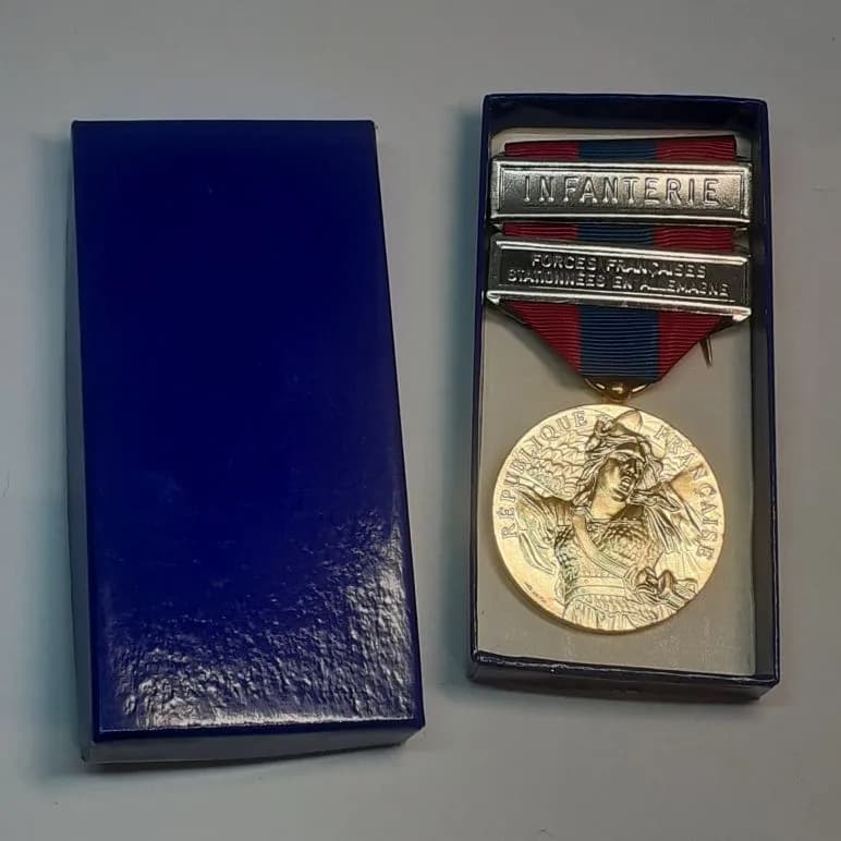 médaille de la défense nationale  bronze. Agrafes Infanterie et FFA - 1
