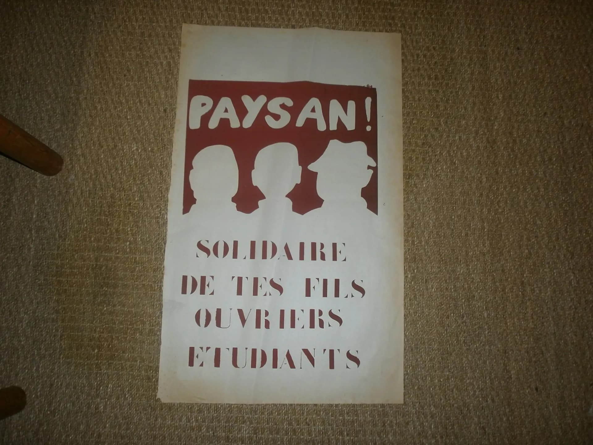 Une affiche de mai 68 - Paysans solidaire de tes fils ouvriers étudiants - 1