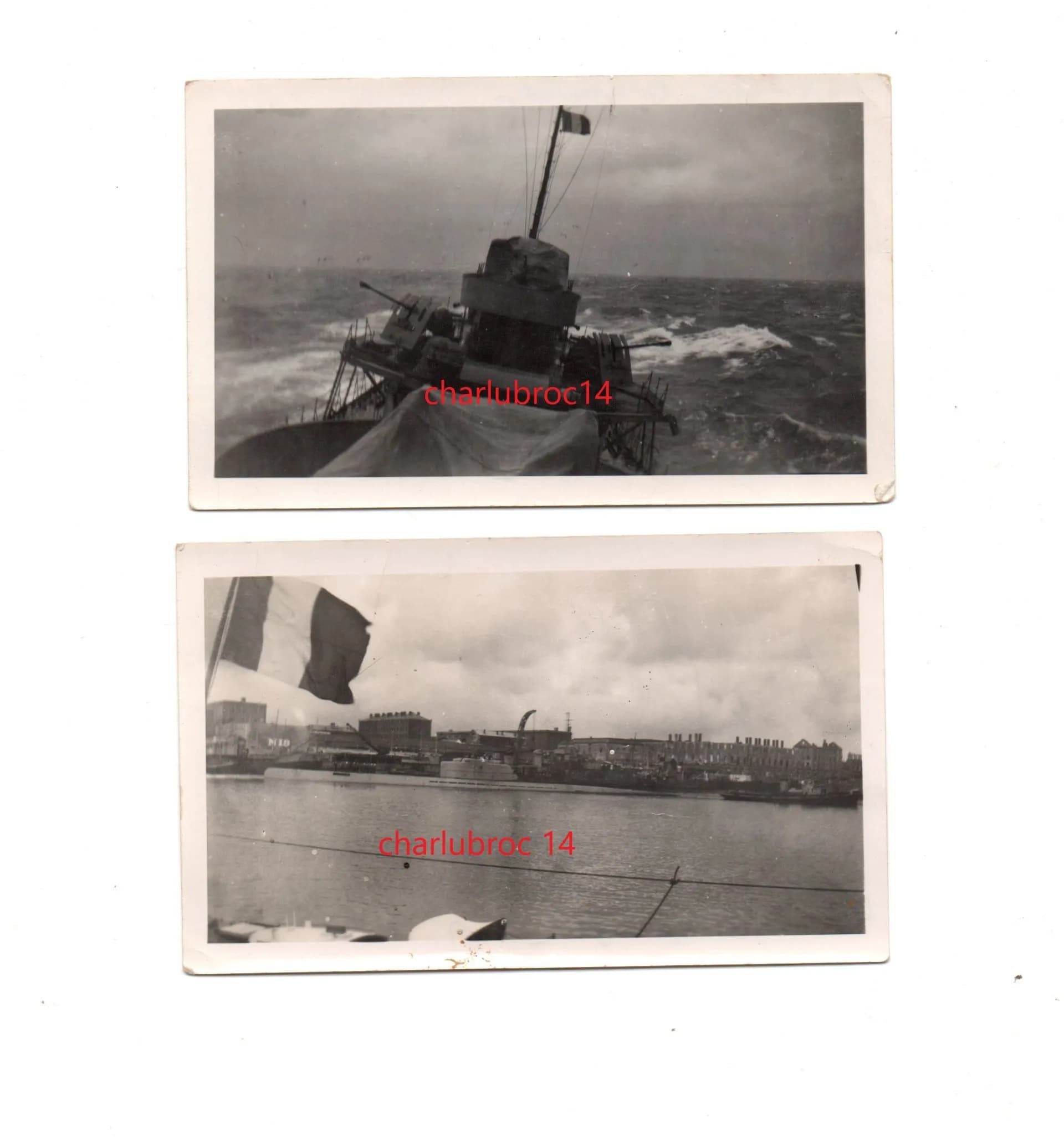 lot 12 photos marine : 5-6 juin 44.  1945 Brest. 1946 Cherbourg. Union de Jack liverpool - 1