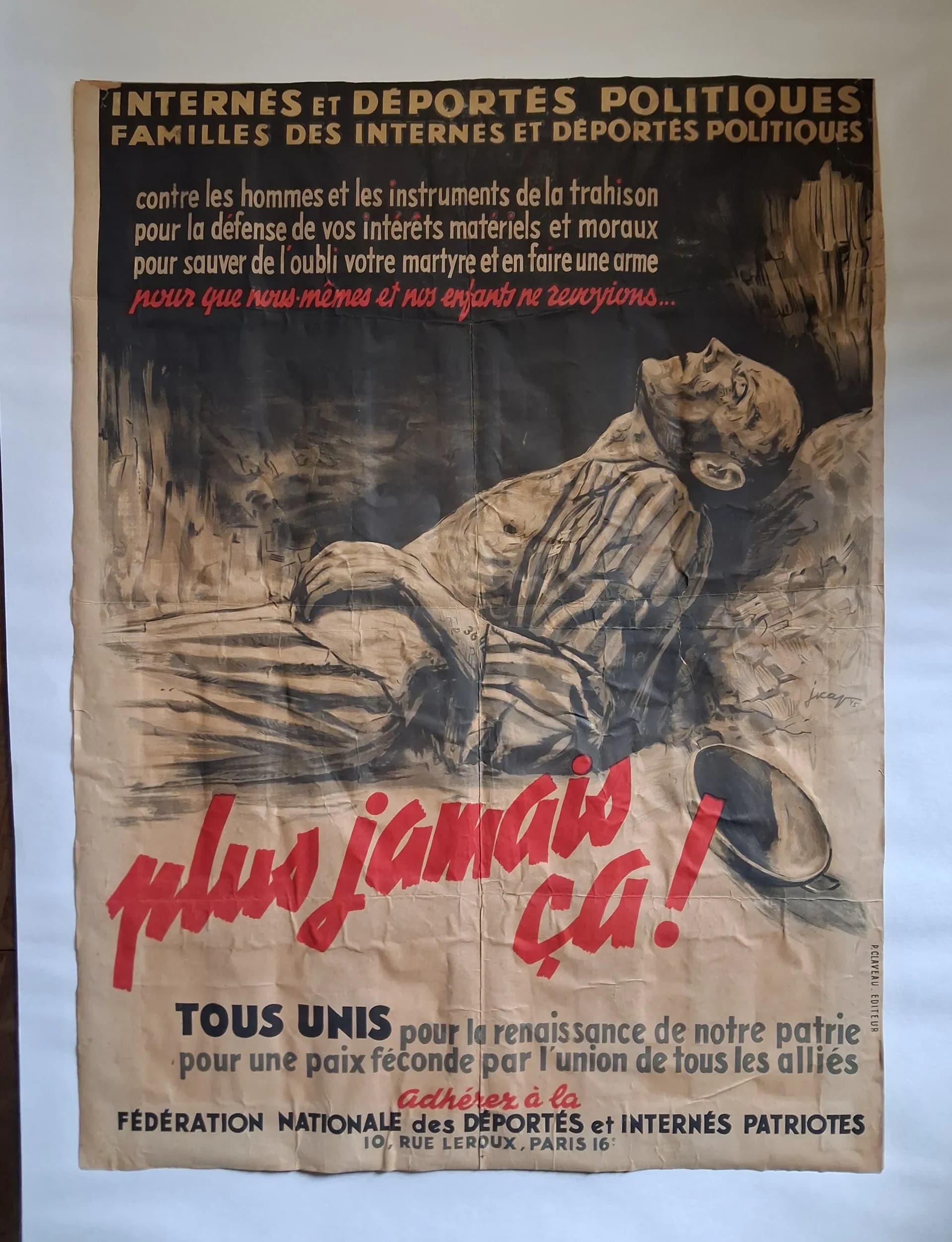 Affiche 1945. "Plus jamais ça". Déportation  - 1
