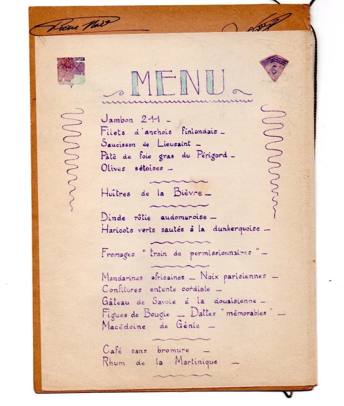 menu humorisitique de Noel 1939. S.T.A.C - 3