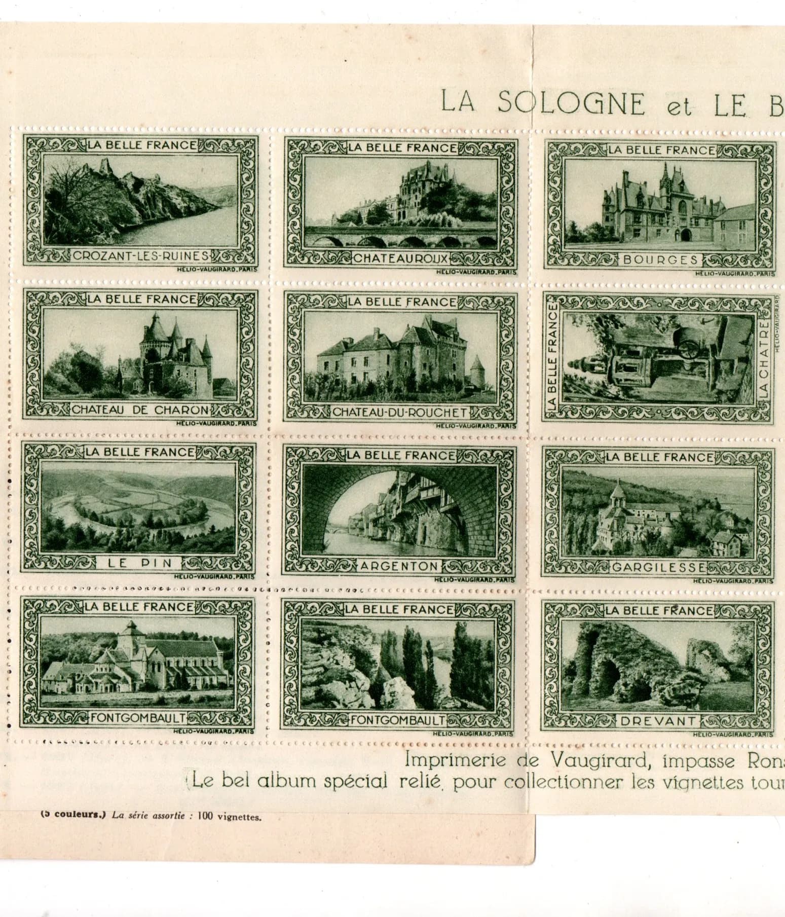 carnet de 20 vignettes "La belle France". Sologne et Berry - 1